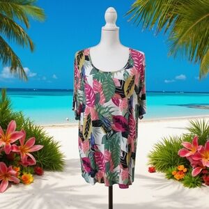 WESTBOUND WOMAN SHORT SLEEVE PULLOVER TOP‎ 2X VGC PINK; GREEN; CORAL; WHITE